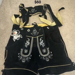 Source Unknown Black and Yellow Embroidered Lederhosen